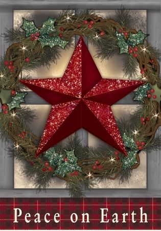 Christmas Barnstar Glitter Garden Flag