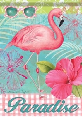 Hibiscus Flamingo House Flag
