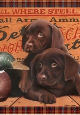 Chocolate Puppies Garden Flag