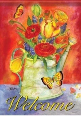 Watering Can Welcome House Flag