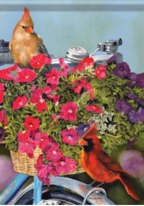 Cardinal & Bike Garden Flag