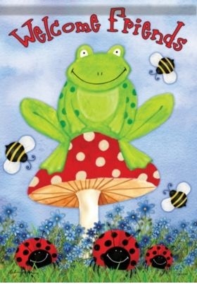 Frog On Toadstool Garden Flag