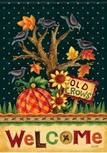 Old Crows Welcome Garden Flag