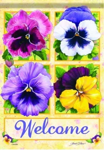 Pansy Welcome Garden Flag