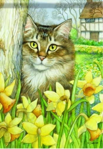 Daffodil Cat Garden Flag