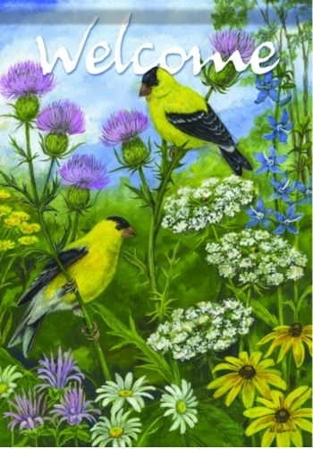 Goldfinches & Thistle Garden Flag