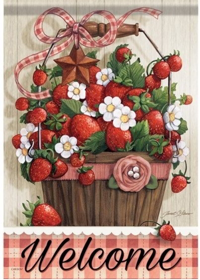 Summer Strawberries Dura Soft House Flag