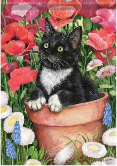 Flower Pot Kitten Dura Soft House Flag