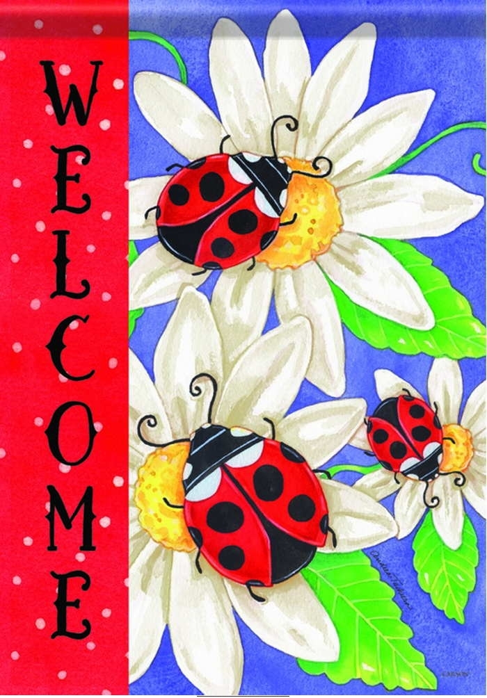Ladybug Trio Garden Flag