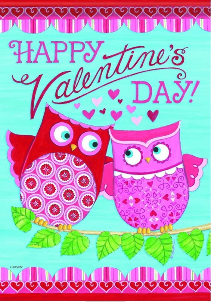 Valentine's Day Owls Garden Flag