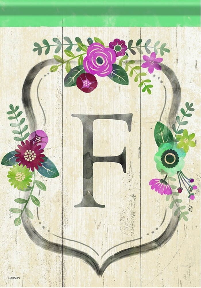 Floral F Monogram Dura Soft Garden Flag
