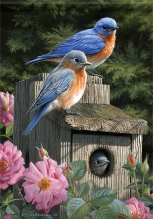 Garden Bluebirds Garden Flag