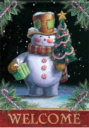 Welcome Snowman Garden Flag
