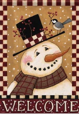 Checked Snowman Garden Flag
