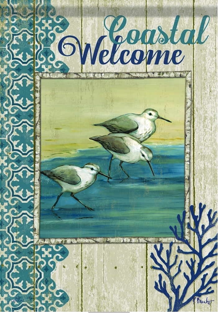 Coastal Welcome Birds House Flag