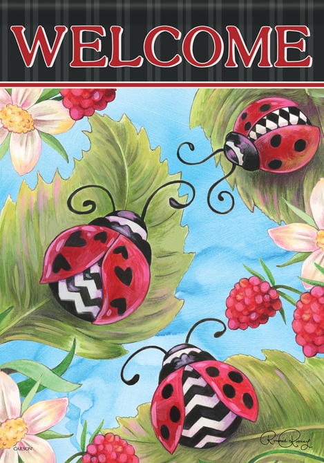 Ladybugs & Berries Garden Flag