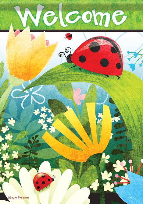 Ladybug Hideaway Garden Flag