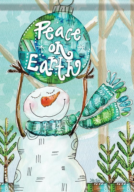 Peace On Earth Snowman Garden Flag