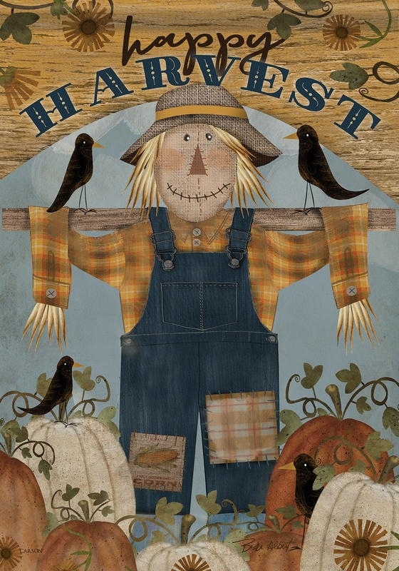 Happy Harvest Scarecrow Garden Flag