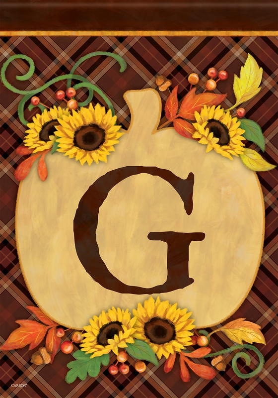Pumpkin Monogram G Garden Flag