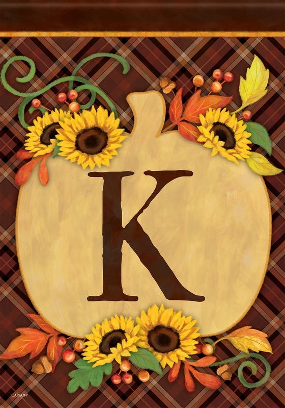 Pumpkin Monogram K Garden Flag