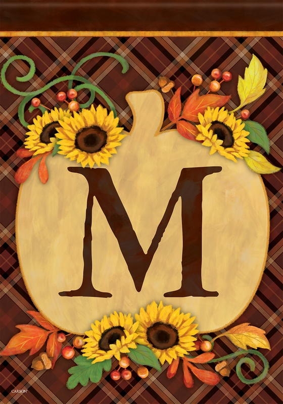Pumpkin Monogram M Garden Flag