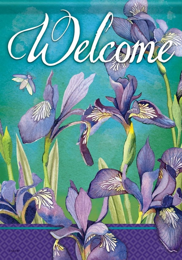Irises In Bloom Garden Flag