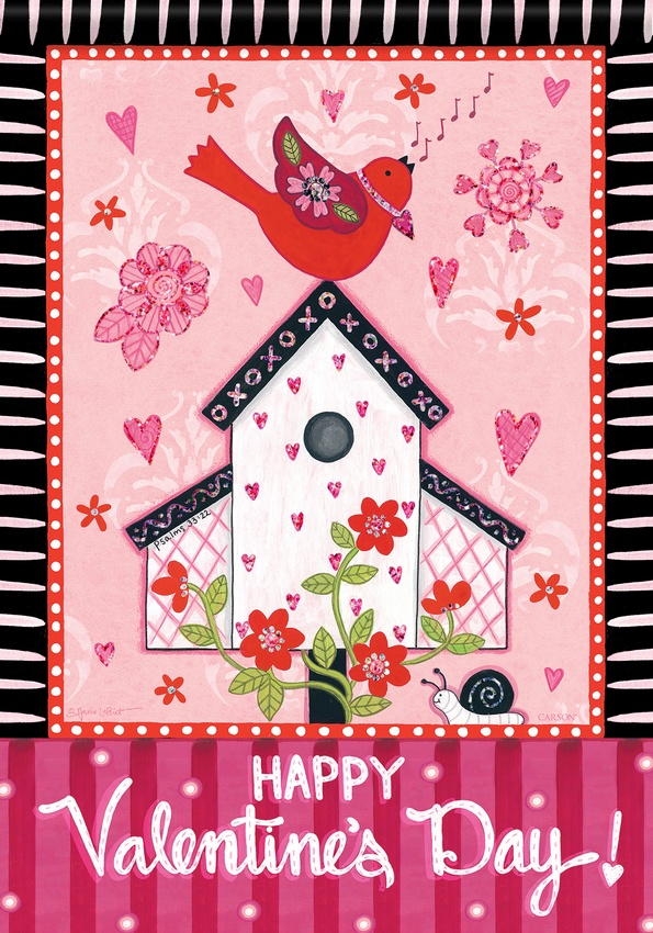 Valentine House Glitter Garden Flag