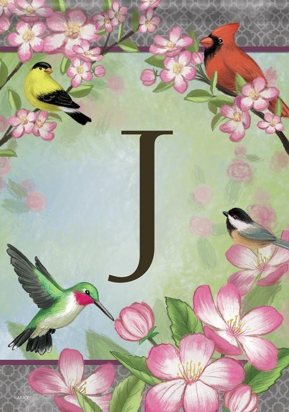Songbird Monogram J Garden Flag