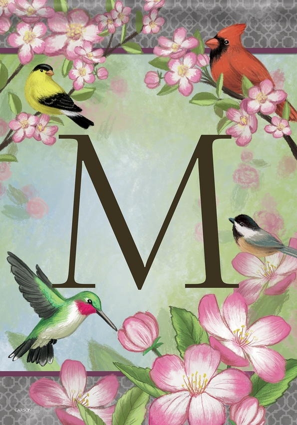 Songbird Monogram M Garden Flag
