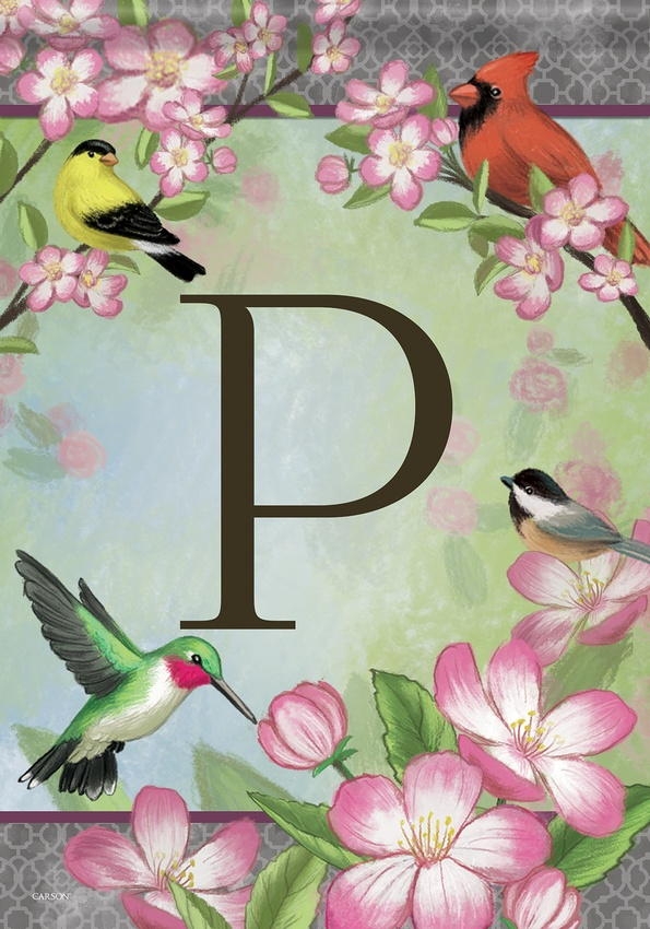 Songbird Monogram P Garden Flag
