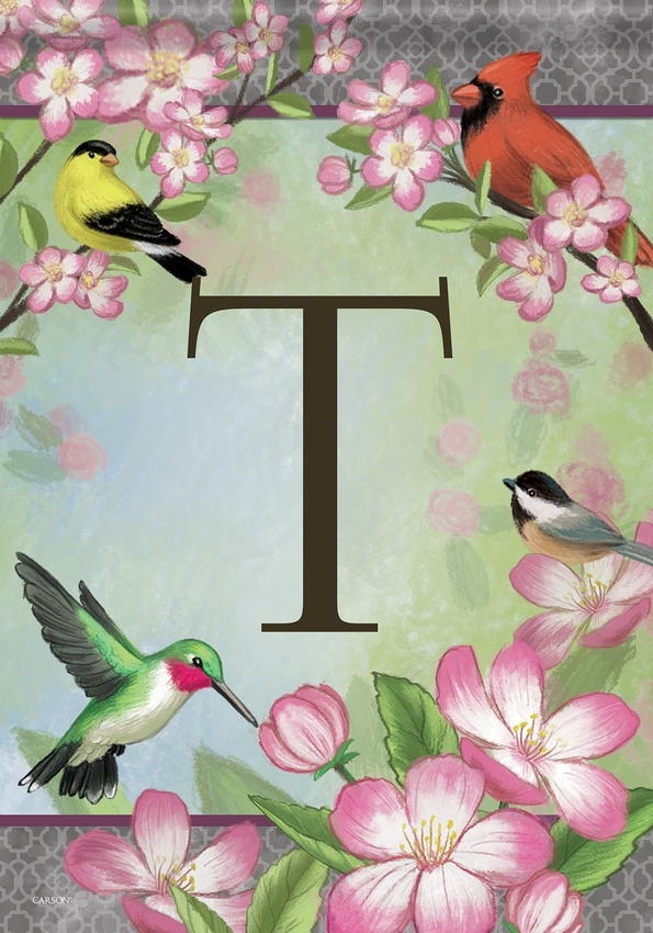 Songbird Monogram T Garden Flag