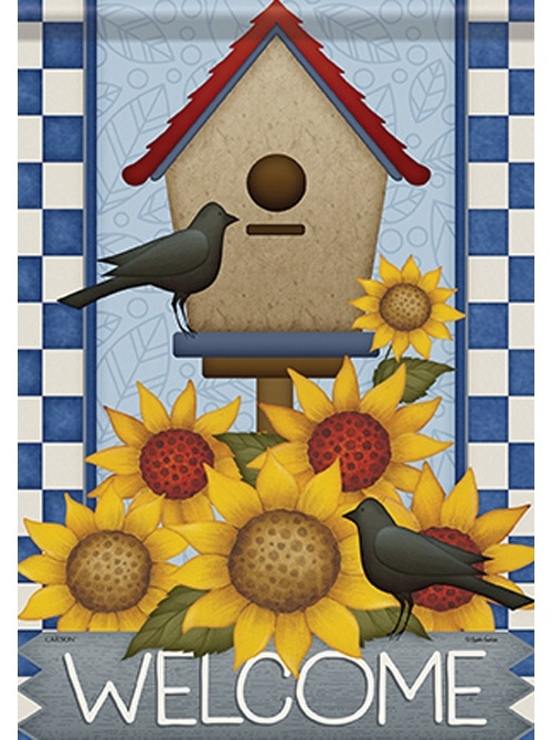 Sunflower Birdhouse Garden Flag