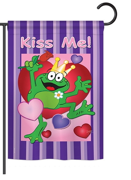Kiss Me Frog Garden Flag
