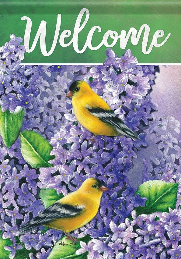 Lilacs & Goldfinch Garden Flag