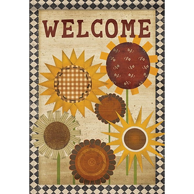 Primitive Sunny Welcome House Flag