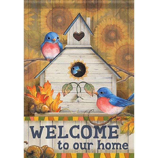 Autumn Bluebirds House Flag
