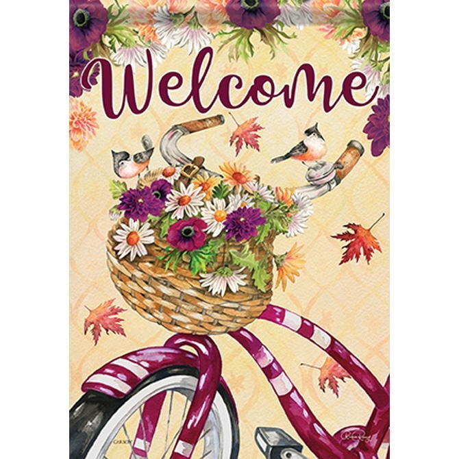 Bicycle Floral House Flag