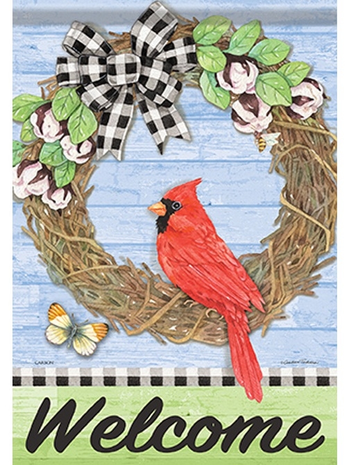 Cardinal/Vine Wreath House Flag