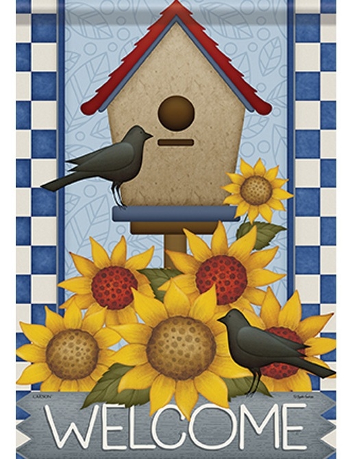 Sunflower Birdhouse House Flag