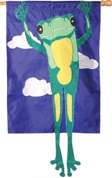 1 left - applique Green Frog House Flag