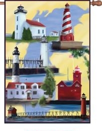 Michigan Lighthouses House Flag - 1 left