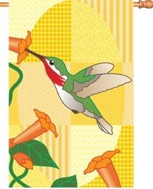 Morning Glory Hummingbird House Flag - 1 left