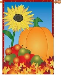 applique Autumn Bounty House Flag - 1 left