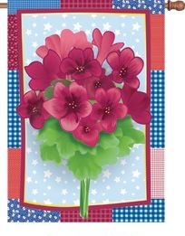 last one - Patriotic Country Geraniums House Flag