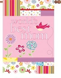 World's Best Mom House Flag -  1 left