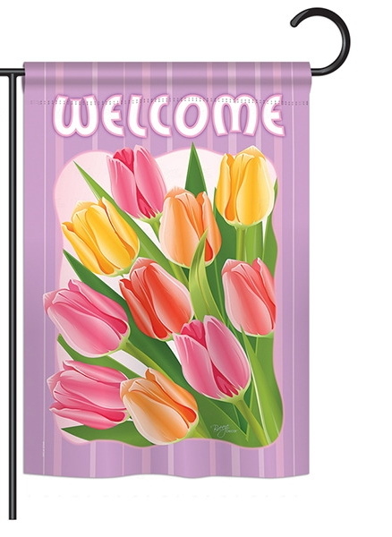 Welcome Tulips Garden Flag