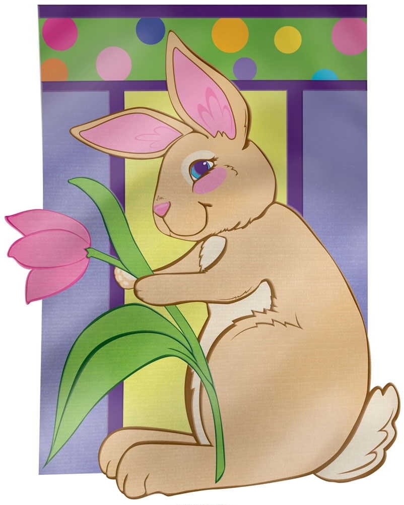Tulip Rabbit Appliqu� Garden Flag