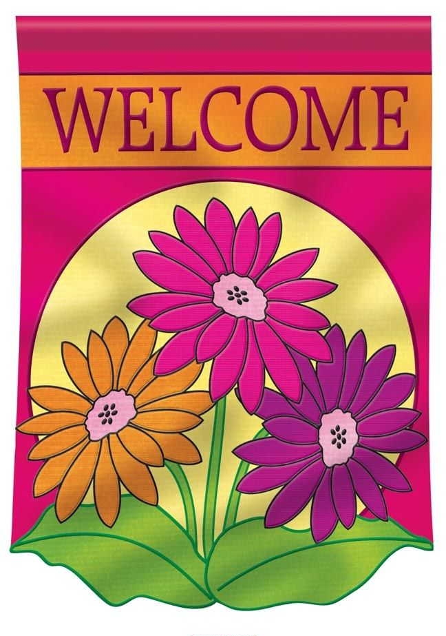 Gerber Daisy Appliqu� Garden Flag