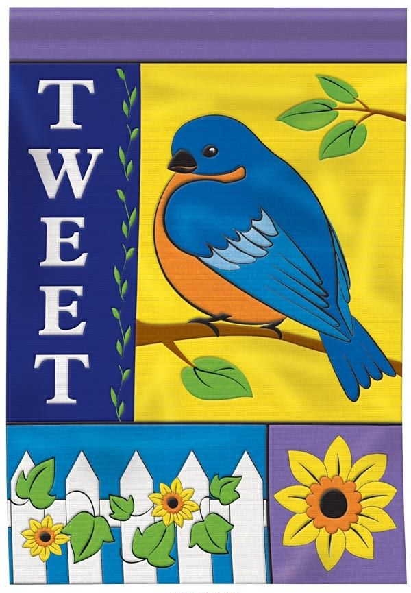 Tweet Appliqu� Garden Flag